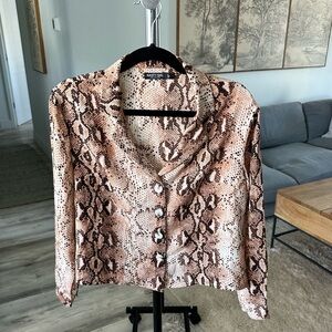 Nasty Gal Snake Print Button Down Blouse